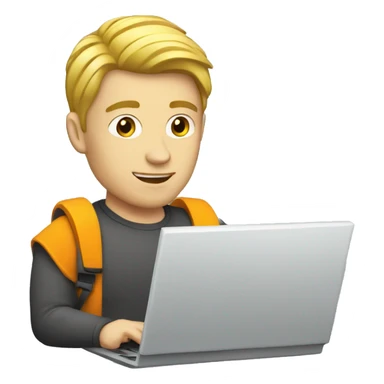 white male cybersportsman with laptop sticker