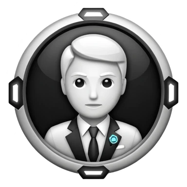 Administrator black white glowing logo icon transparent background sticker