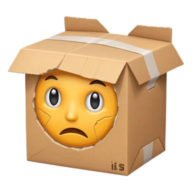 Generate a realistic emoji-style icon of the a package which is empty and air is coming out of it. it seems like the package is not well packed sticker