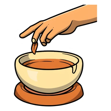 thumb pressing side of clay onto a silver pottery wheel, thumb at the bottom of the clay, pottery gesture sticker
