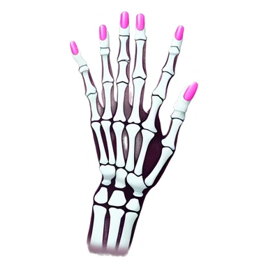 Pretty skeleton hand with pink nails manicure girly design but stylish minimalistic sticker