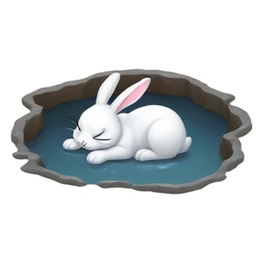 Bunny sleeping in a puddle sticker