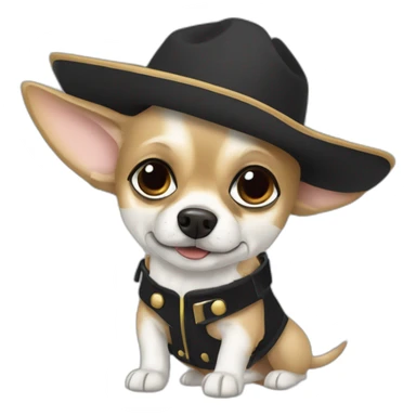 Chihuahua blanc poilu à tache noire  sticker