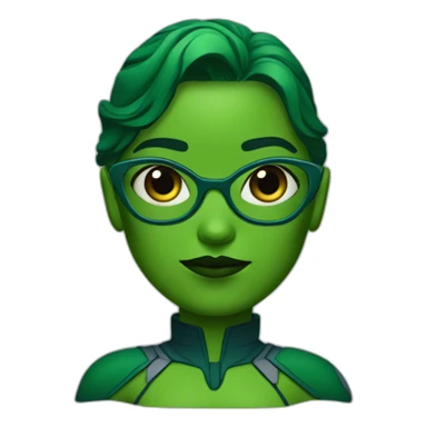 Martian Manhunter girl with glasses green skin sticker