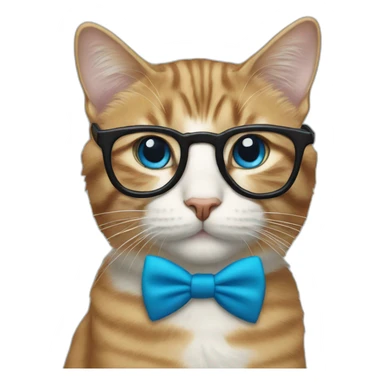 cat with blue bow tie and glasses sticker