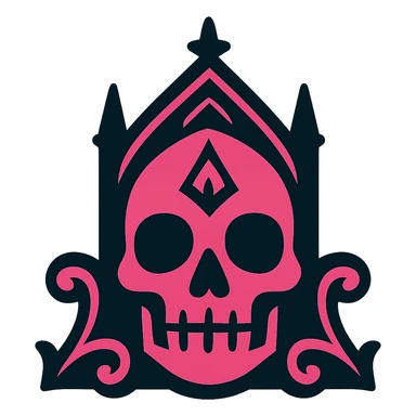 gothic skull, black and pink sticker