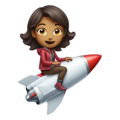 Girl riding rocket sticker