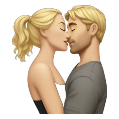 A man with blonde hair kisses a woman with blonde hair sticker