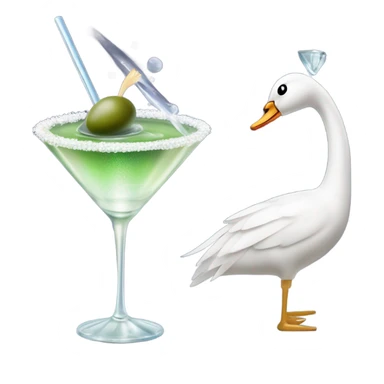 A martini with a posh swan sticker