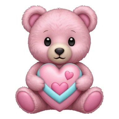 Valentine teddy bear with pastel pink heart sticker