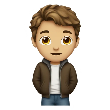boy standing with brown hair  sticker