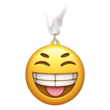 an iOS-style emoji biting first place medal sticker