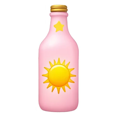 Pale pink bottle with light yellow sun in center sticker