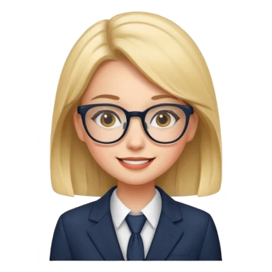 pretty girl with glasses, wearing a suit, cheerful sticker