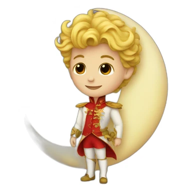 Little prince with red rose on the moon sticker