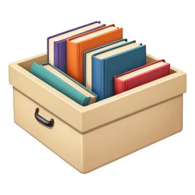 Beige aesthetic box with books  sticker