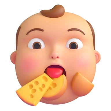 exaggerated hungry face, cheeks sucked in, eyes fixed on food, strong expression of craving sticker