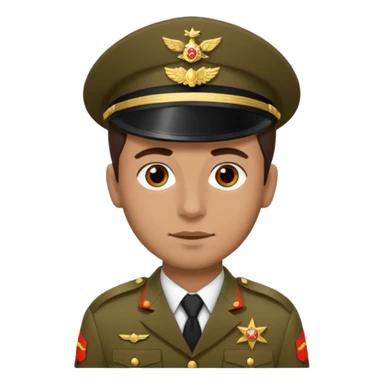 I want you to create an emoji of a spanish sergeant,  He should be a young guy with dark brown hair, brown eyes, his skin color like he’s tan  sticker