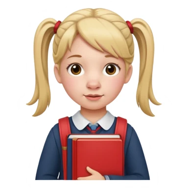 School girl with pig tails and red cheeks carrying school books  sticker