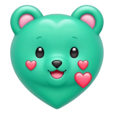 Oso gummy color verde agua  corazón rosa kawaii sticker