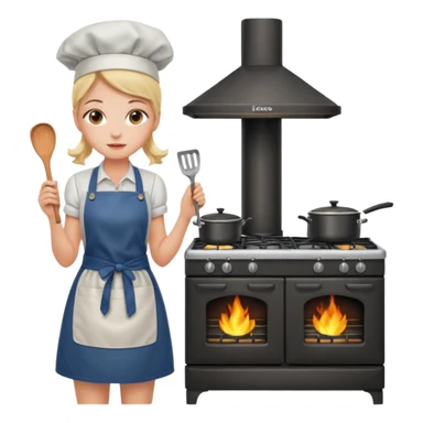 girl and stove sticker