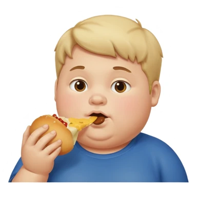fat boy eating sticker