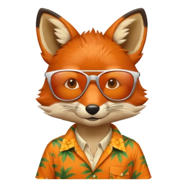 fox with aloha shirt wearing sunglasses sticker