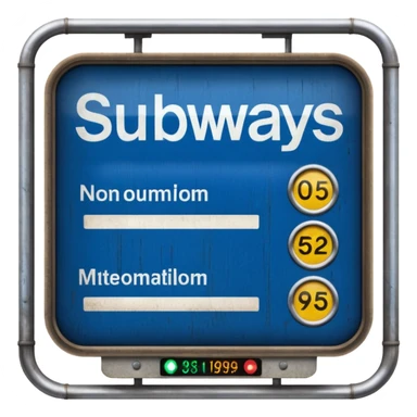Platform NO.5 board , blue text display, Subway Sign. sticker