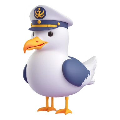 seagull with a captain hat sticker