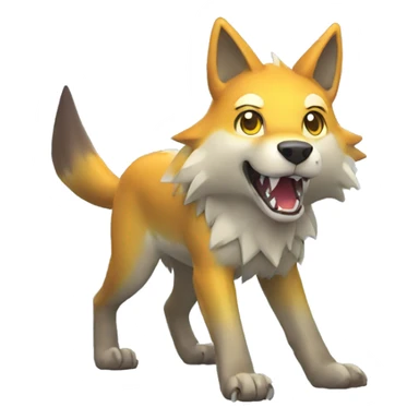 Shiny Colorful Wolf-Pokémon with a shark tail and a shark fin on back Full Body sticker