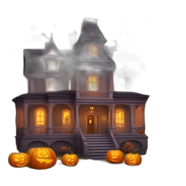 halloween mansion with pumpkins around sticker