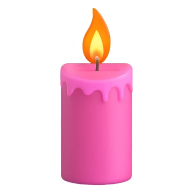 Draw a pink candle with a flame on it at an angle of 5 degrees from the horizontal. sticker