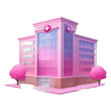 Pink ombre hospital building with glitter sticker