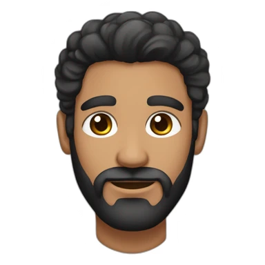 Hombre de cabello negro, ojos almendrados marrones, nariz respingada y barba corta sticker