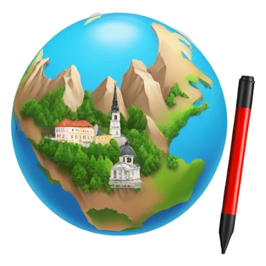World with markers. Austria themed sticker