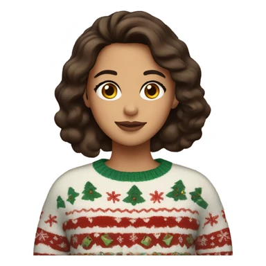 brunette with big brown eyes in a christmas sweater sticker