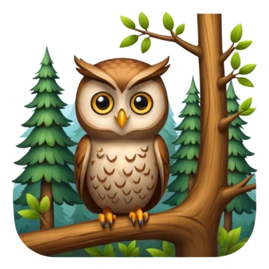 forest character side eye with owl perched sticker