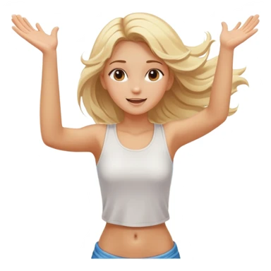 girl at beach with arms outstretched and hair blowing in a pleasant breeze sticker