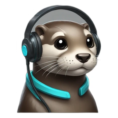 otter wearing gamer headset sticker