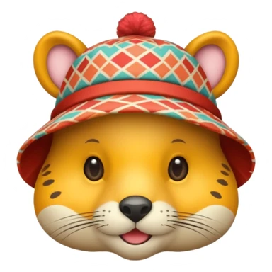animal wearing patterned hat  sticker