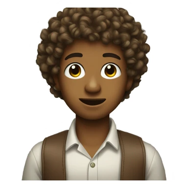 brown boy with curly hair with dollar notes sticker