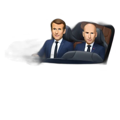 Emmanuel Macron et Zidane dans une Bugatti Chiron sticker