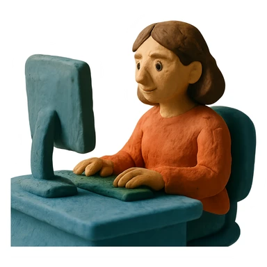 working woman at a computer sticker