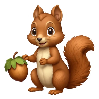 A playful squirrel holding an acorn with both paws.












































 sticker