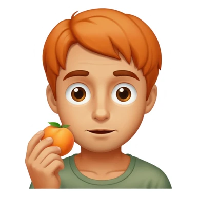 Leon eating apricot sticker