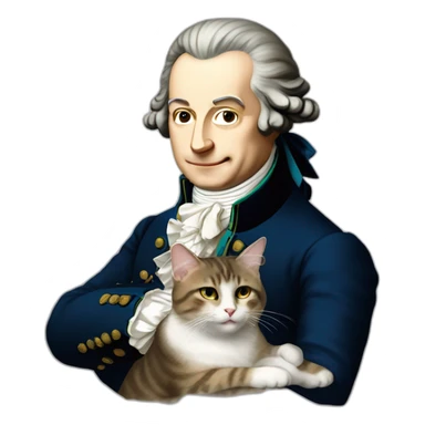 Mozart avec un chat sur la tête sticker