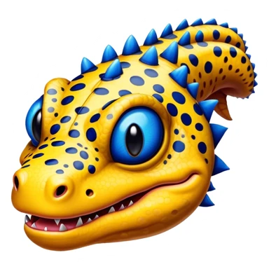  Front view Gila Monster Face Big Chin yellow with blue spots sticker
