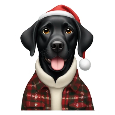 black Labrador retriever in Christmas flannel sticker
