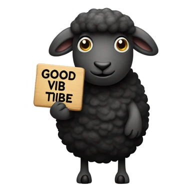 Black sheep holding sign saying “Good Vibe Tribe” sign sticker