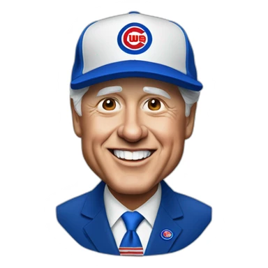 President Clinton wearing a cubs hat sticker